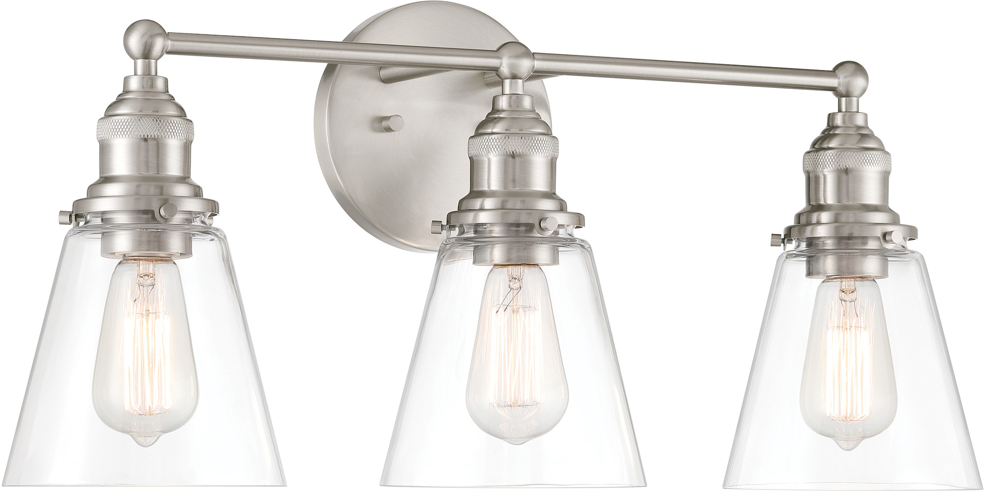 Photos - Chandelier / Lamp Minka Lavery 5683 Barwell 3 Light 24" Wide Vanity Light with Clear Glass Shades Brushed Nickel Indoor Lighting Bathroom Fixt 