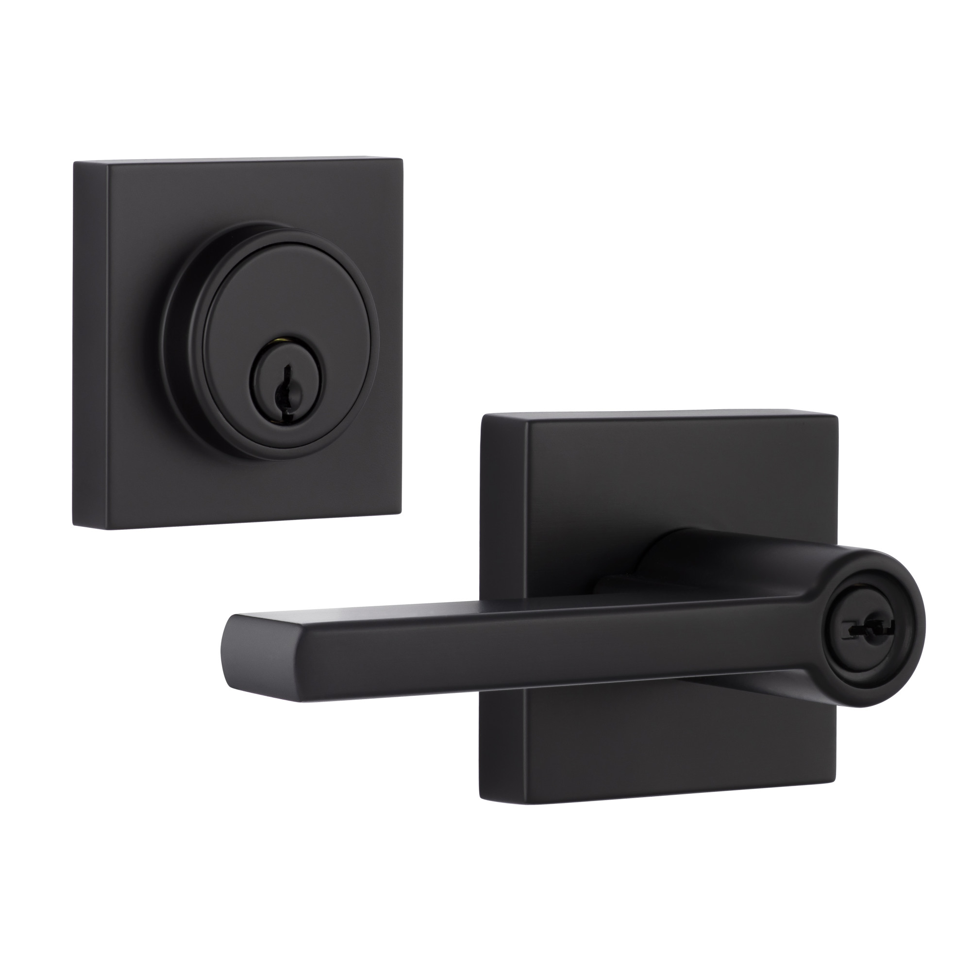 Photos - Door Handle Miseno MLK2022 Lorton Flat Bar Single Cylinder Keyed Entry Door Lever Set with Deadbolt Matte Black Door Hardware Door Lever 