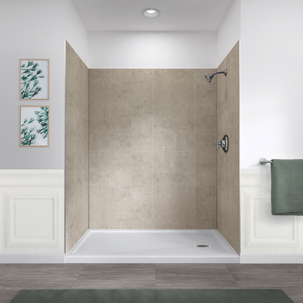 Photos - Shower Enclosure Miseno MSW786032 ReadySet 60" X 32" X 78" Five Panel Alcove Shower Wall Kit Sandstone Shower Stalls and Doors Shower Stalls 