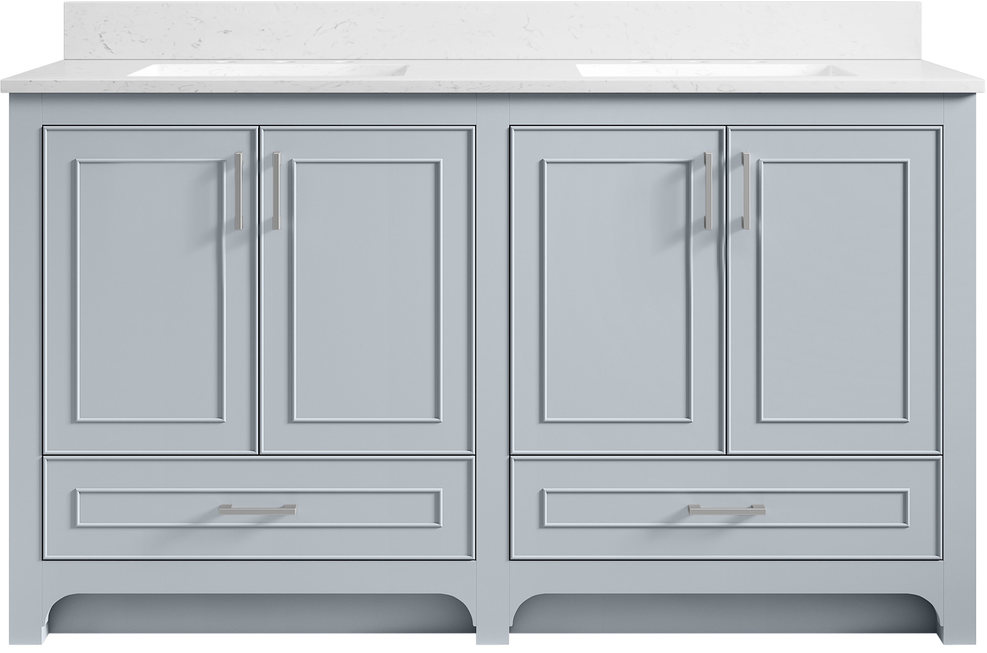Miseno MN241V60D Lucerne 60" Free Standing Double Basin Vanity Set with Cabinet and Engineered Stone Vanity Top Soft Blue Bathroom Storage Vanity Sets