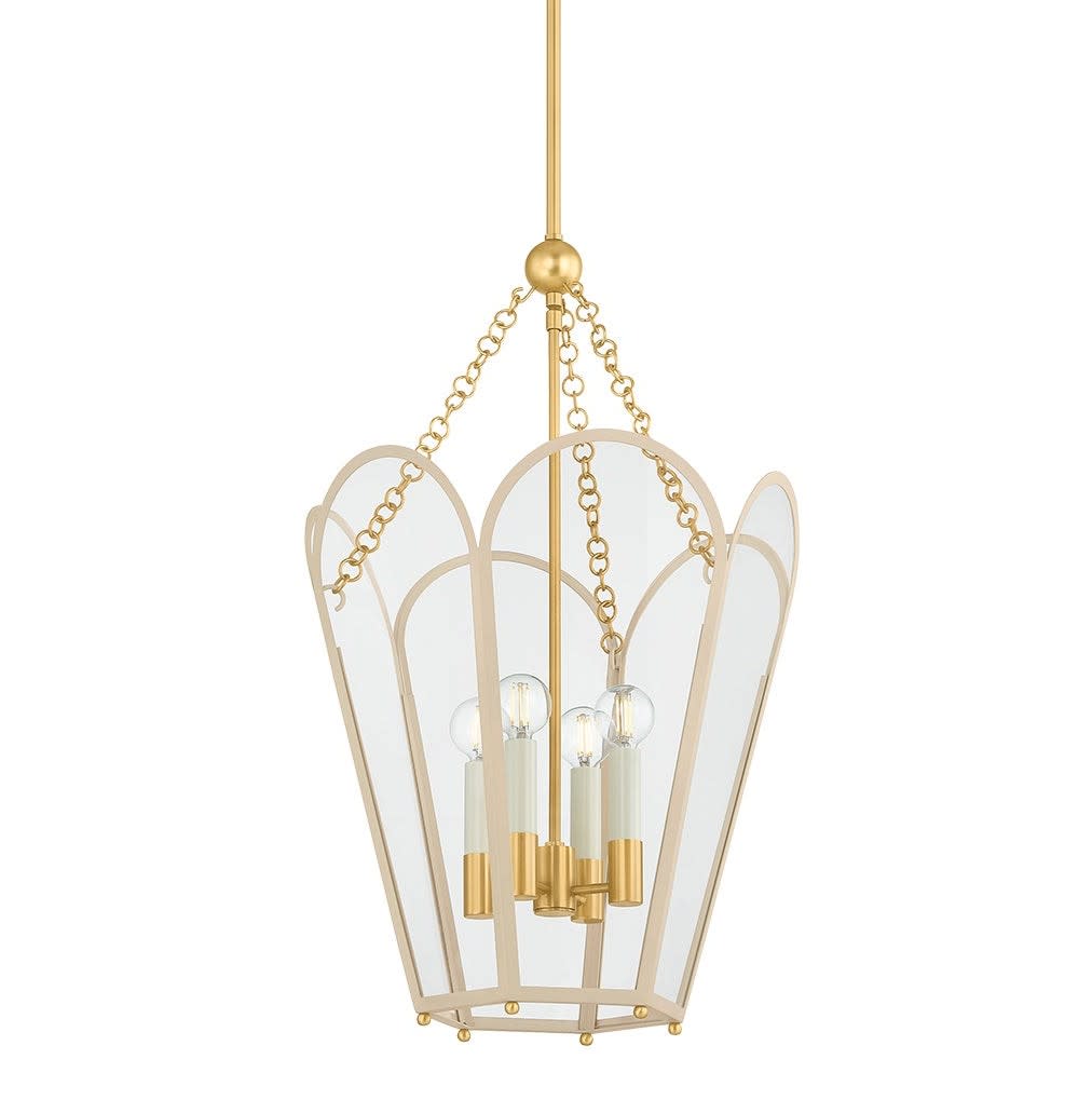 Photos - Chandelier / Lamp Wide Mitzi H1132704 Clarisse 4 Light 16"  Suspension Multi Light Pendant Aged Brass / Soft Bisque Indoor Lighting Pendants H1 