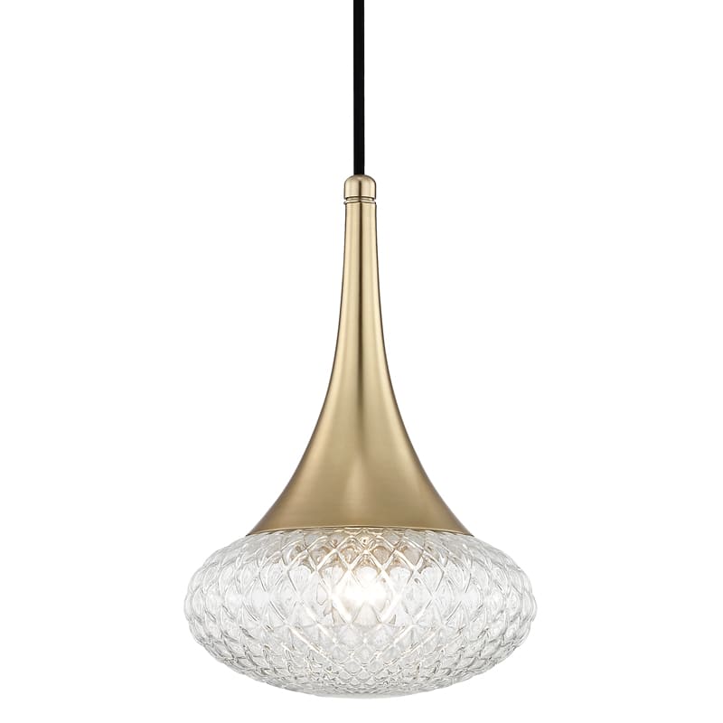 Photos - Chandelier / Lamp Bella Baby Happy Mitzi H114701C Bella Single Light 8-1/2" Wide Mini Pendant with Clear Shade Aged Brass Indoor Lighting Pendants H114701C-AGB 