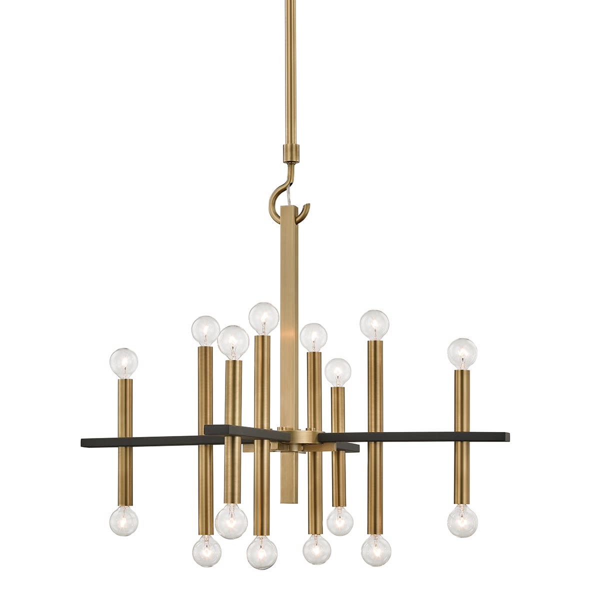 Photos - Chandelier / Lamp Wide Mitzi H296816 Colette 16 Light 29"  Chandelier Aged Brass / Black Indoor Lighting Chandeliers H296816-AGB/BK 