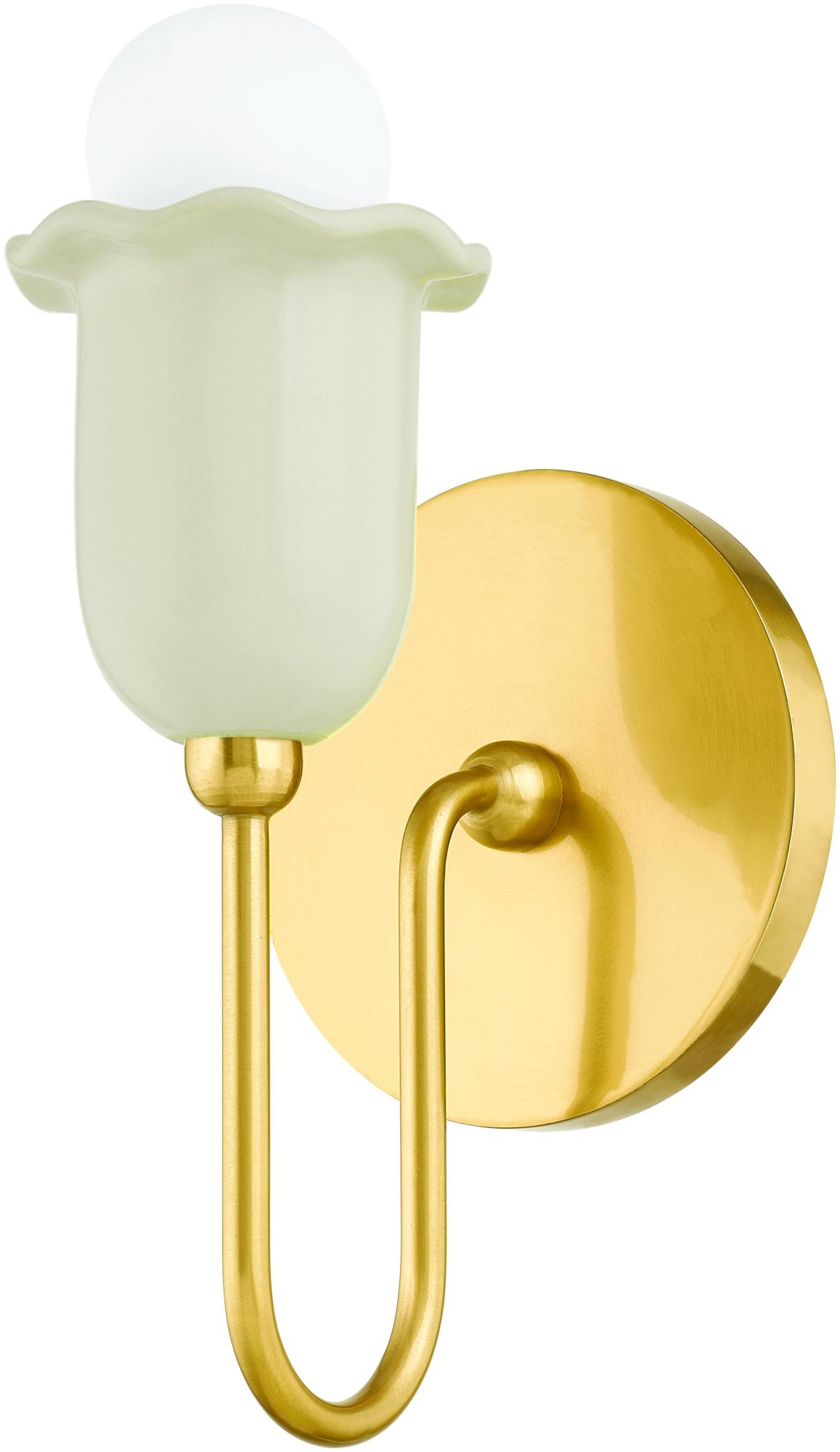 Photos - Chandelier / Lamp Delilah Mitzi H732101  10" Tall Wall Sconce Aged Brass Indoor Lighting Wall Sconces H732101-AGB/CAI 