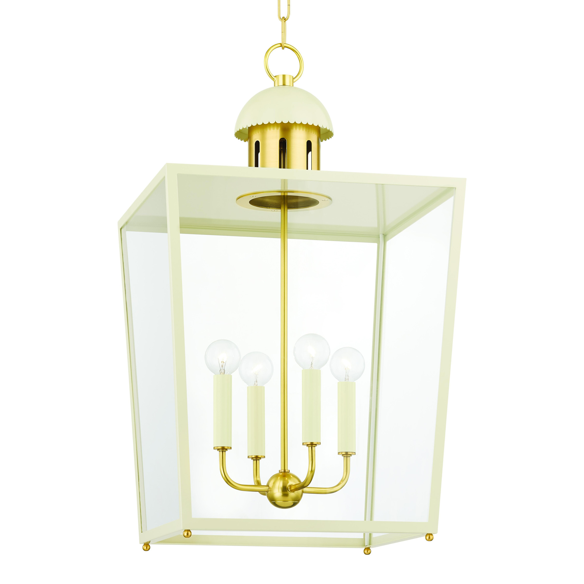 Photos - Chandelier / Lamp Wide Mitzi H737704L June 4 Light 16"  Multi Light Pendant Aged Brass / Soft Cream Indoor Lighting Pendants H737704L-AGB/SCR 