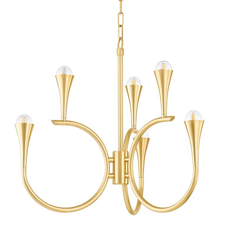 Photos - Chandelier / Lamp Mitzi H929806 Aviana 6 Light 27" Wide Abstract Chandelier Aged Brass Indoor Lighting Chandeliers H929806-AGB
