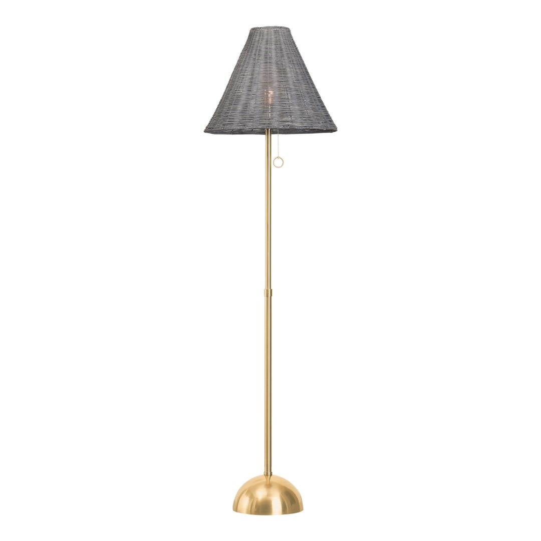 Photos - Chandelier / Lamp Mitzi HL825401 Destiny 67" Tall Wicker Floor Lamp Aged Brass Lamps Floor Lamps HL825401-AGB