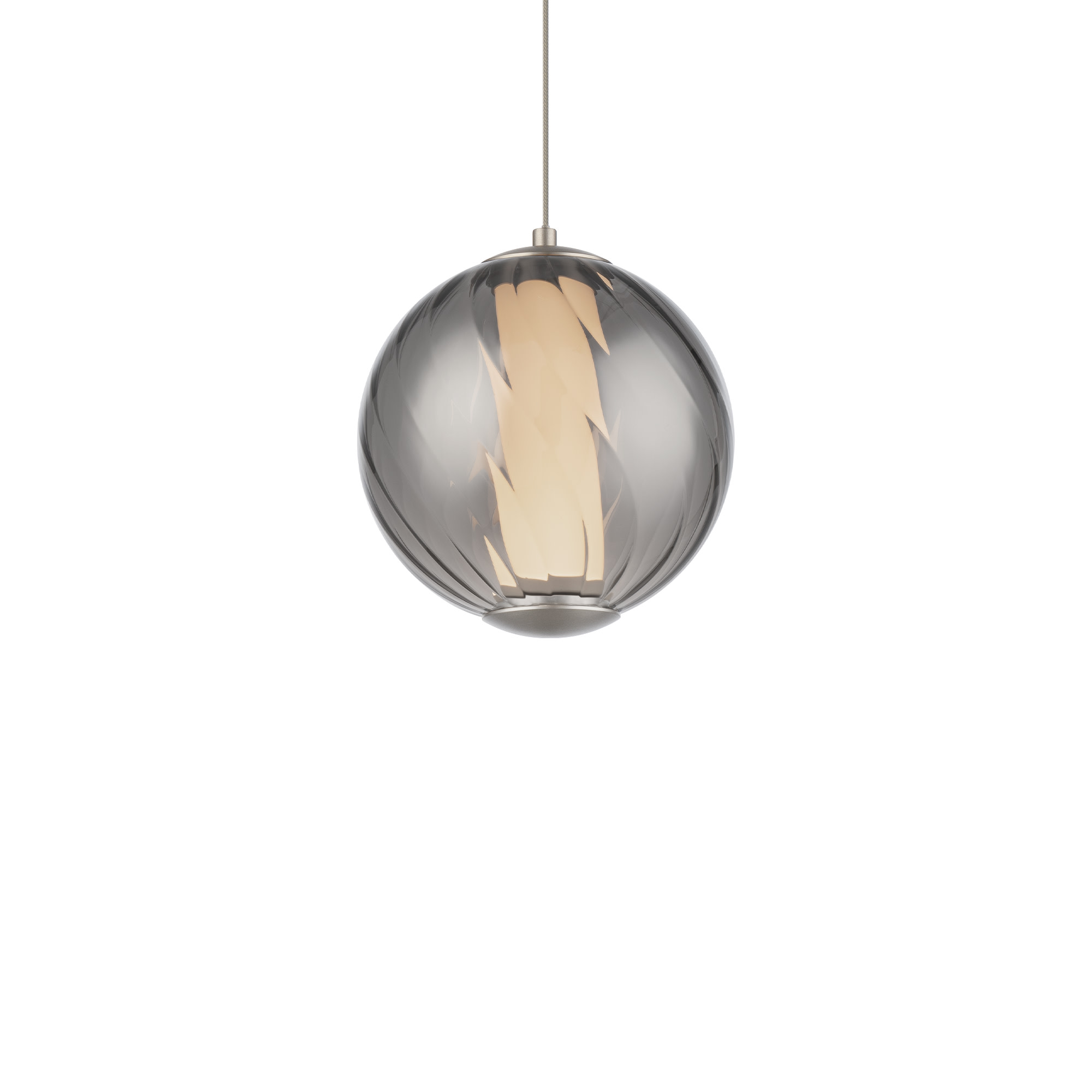 Photos - Chandelier / Lamp Modern Forms PD-32507-27 Swirly 6" Wide LED Mini Pendant with Smoked Glass Shade - 2700K Brushed Nickel Indoor Lighting Pend 