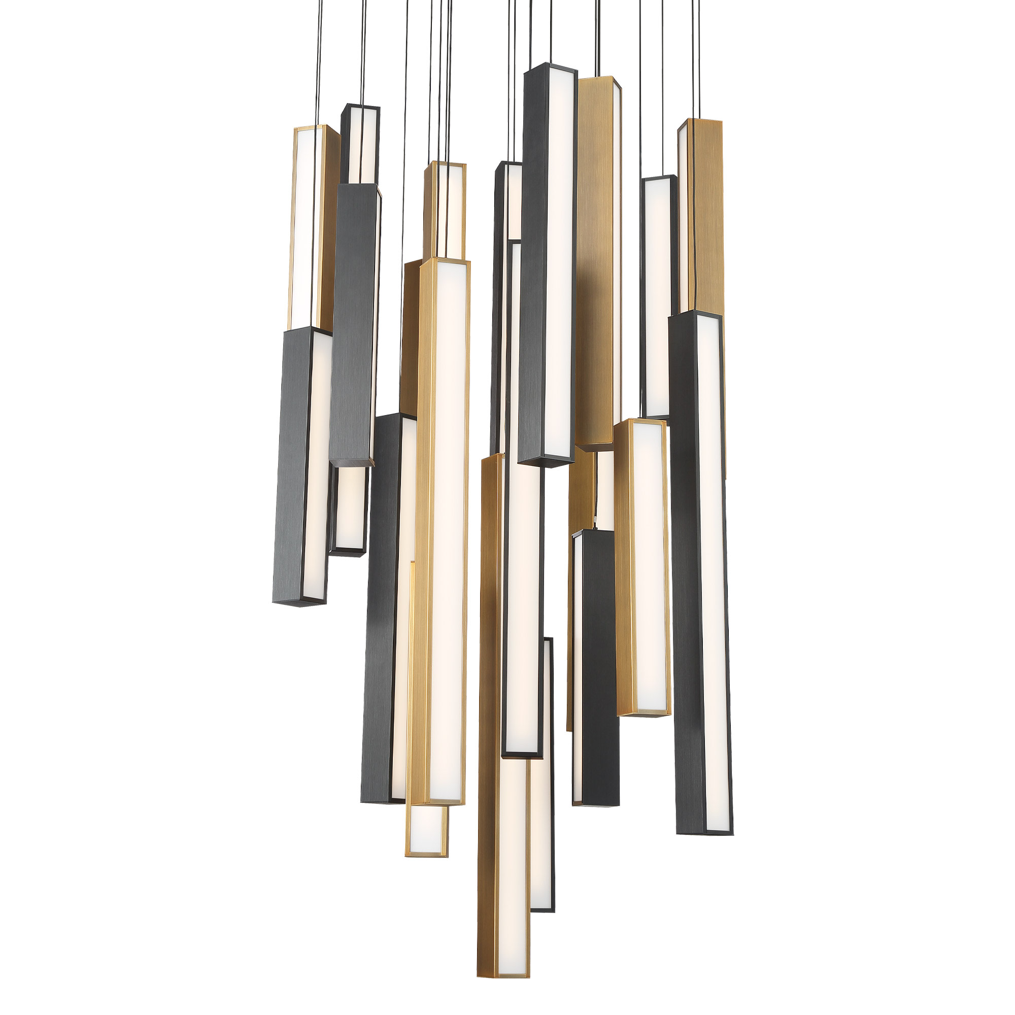 Photos - Chandelier / Lamp Modern Forms PD-64821R Chaos 21 Light 26" Wide LED Multi Light Pendant Black / Aged Brass Indoor Lighting Pendants PD-64821R 