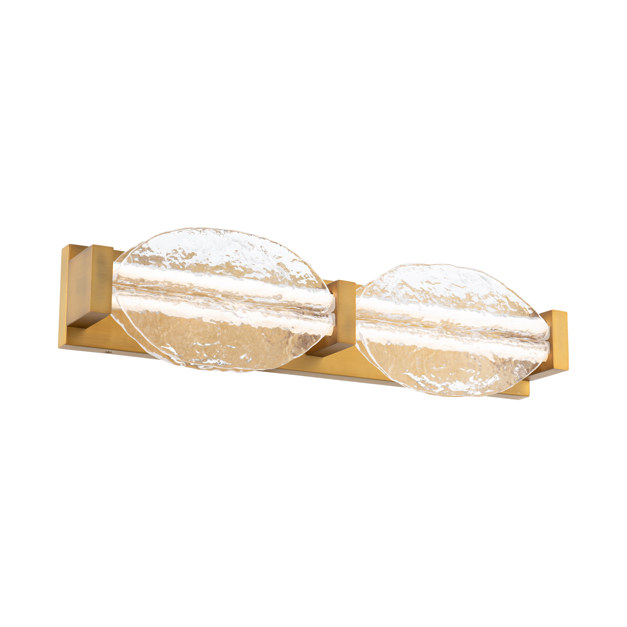 Photos - Chandelier / Lamp Modern Forms WS-8524-30 Deco 2 Light 24" Wide LED Vanity Light with Textured Pressed Glass Shades - 3000K Aged Brass Indoor 