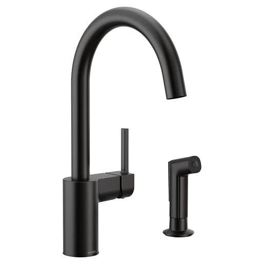 Moen 7165 Align Single Handle Kitchen Faucet with Side Spray Matte Black Faucet Kitchen Single Handle