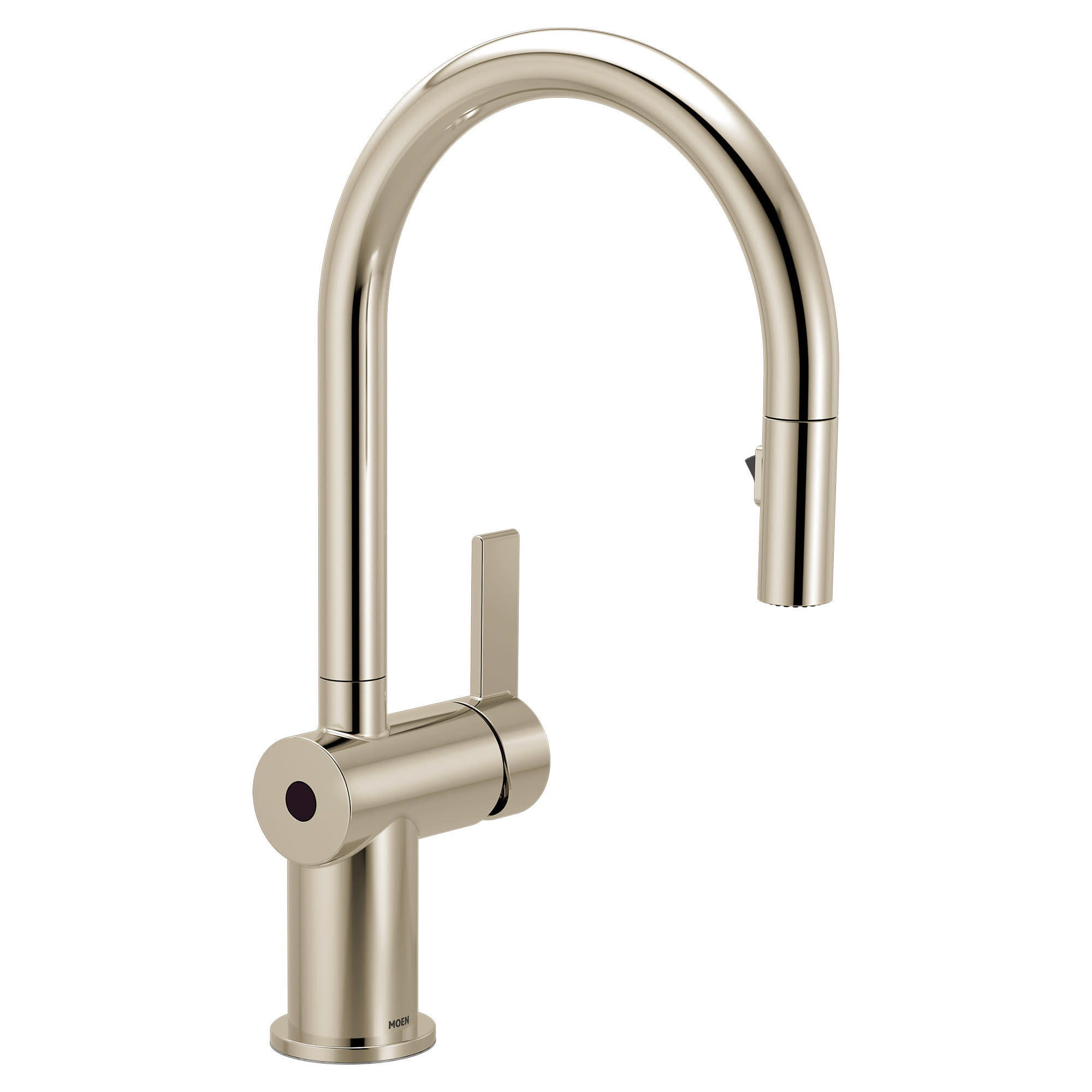 Moen 7622EW Cia 1.5 GPM Single Hole Pull Down Kitchen Faucet with MotionSense- Includes Escutcheon Polished Nickel Faucet Kitchen Single Handle
