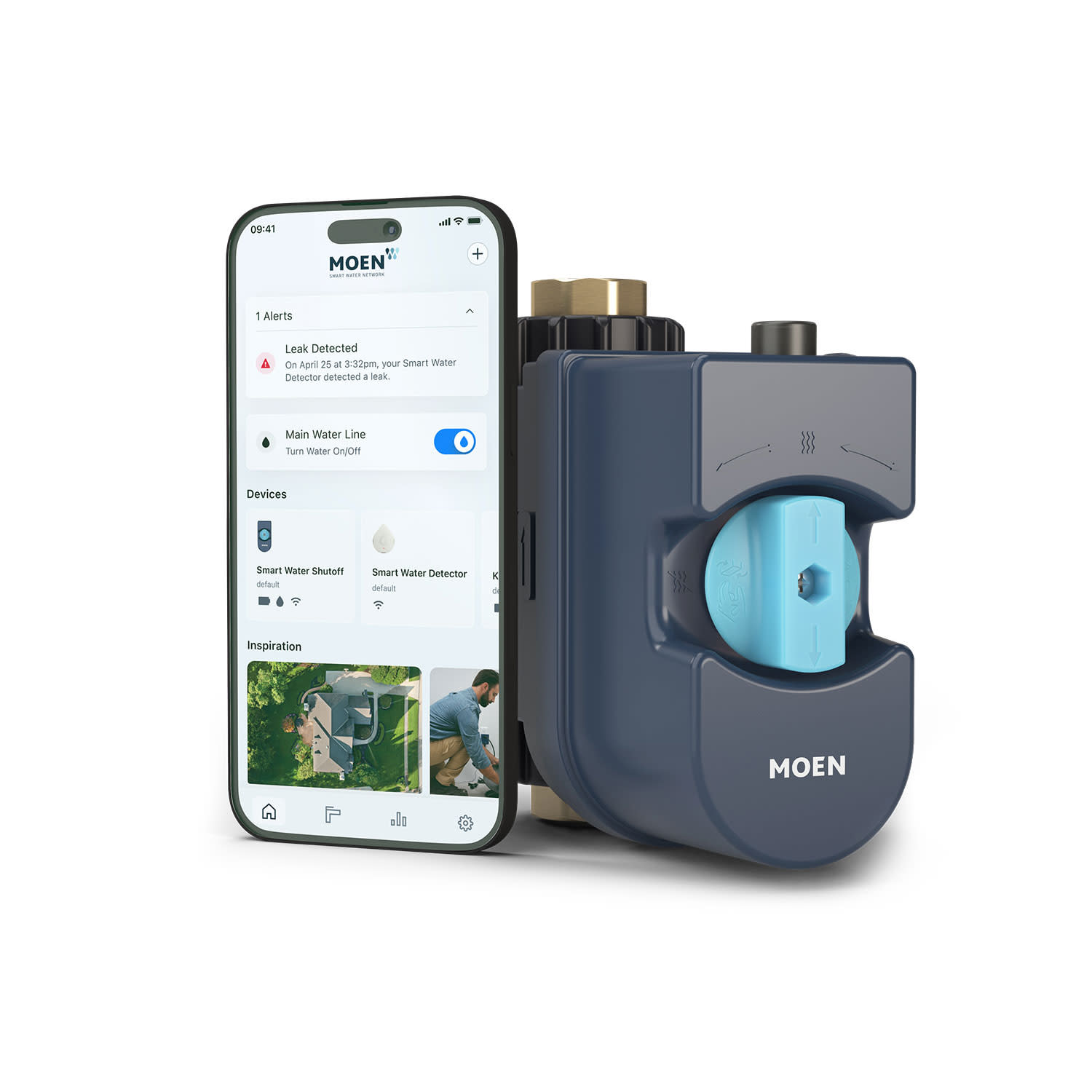Photos - Tap Moen 900-001 Flo by  3/4" in. Smart Water Shutoff with Water Monitoring and Remote Automatic Shutoff Blue Safety Equipme 