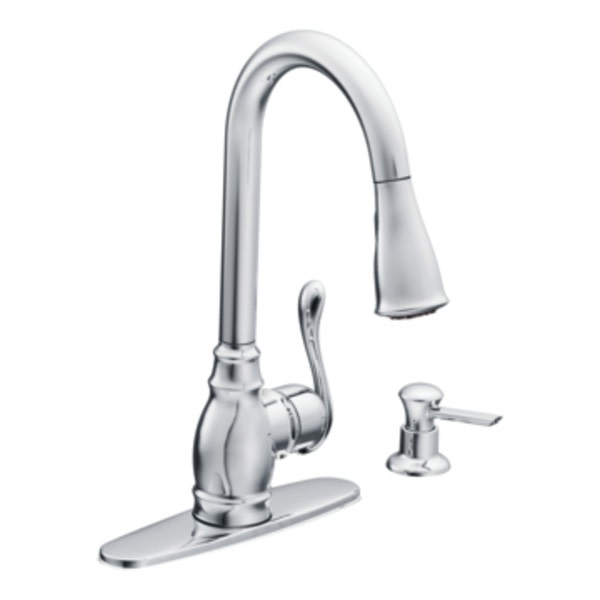 Moen CA87003 Anabelle Single Handle Kitchen Faucet with Pulldown Spray and Soap Dispenser Chrome Faucet Kitchen Single Handle