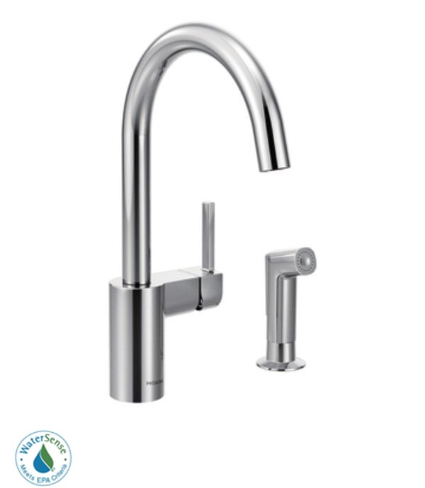 Moen 7165 Align Single Handle Kitchen Faucet with Side Spray Chrome Faucet Kitchen Single Handle