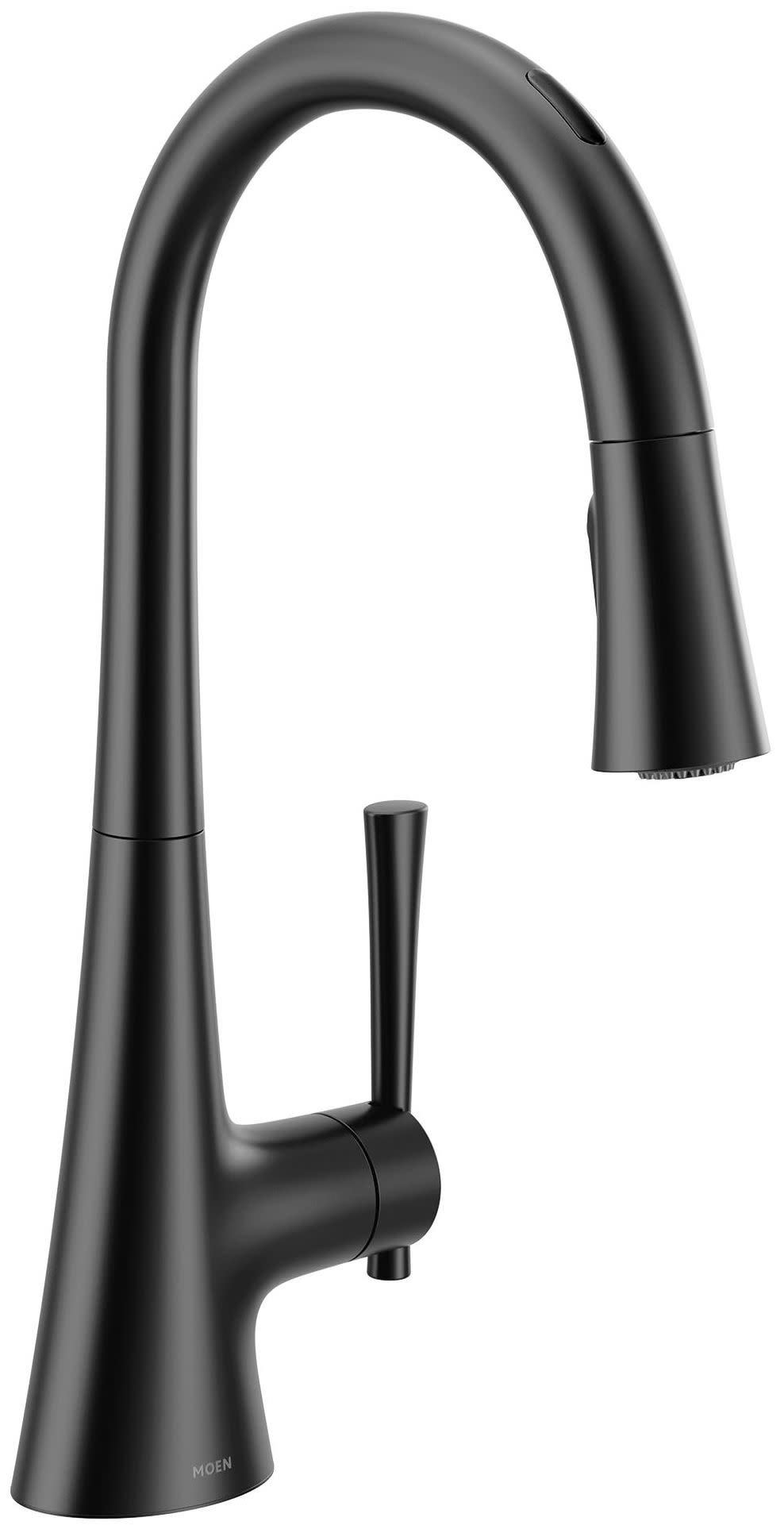 Moen 9126EV Kurv Smart Faucet 1.5 GPM Single Hole Pull Down Kitchen Faucet with Voice Control Matte Black Faucet Kitchen Single Handle