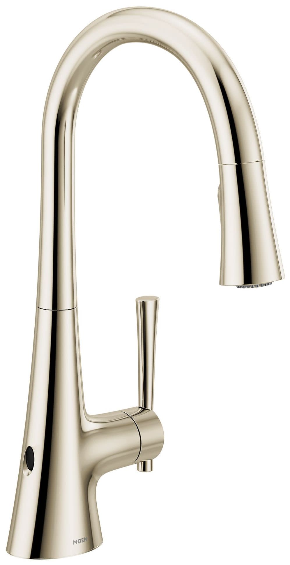 Moen 9126EW Kurv 1.5 GPM Single Hole Pull Down Kitchen Faucet with Hands Free Capability Polished Nickel Faucet Kitchen Single Handle