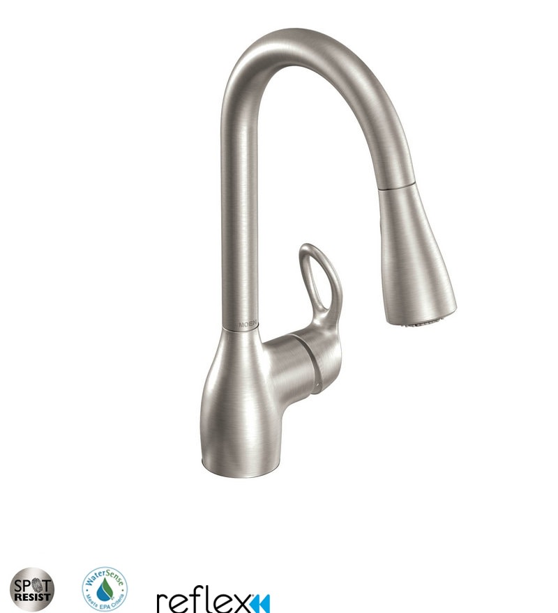Moen CA87011 Kleo Single Handle Kitchen Faucet with Pullout Spray Spot Resist Stainless Faucet Kitchen Single Handle