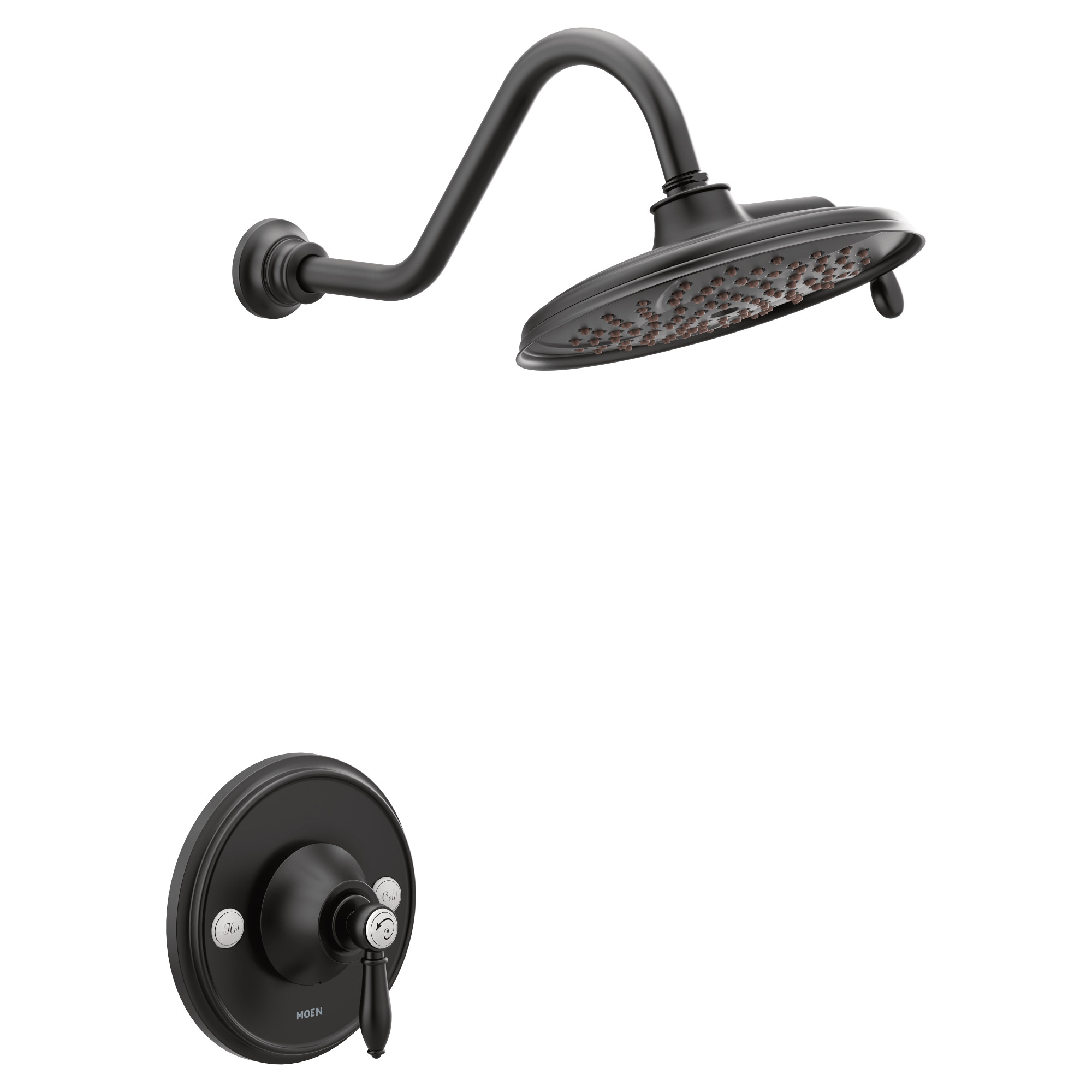 Moen TS32102 Weymouth Single Handle Posi-Temp Pressure Balanced Multi-Function Shower Trim with Shower Head (Less Valve) Matte Black Showers Shower