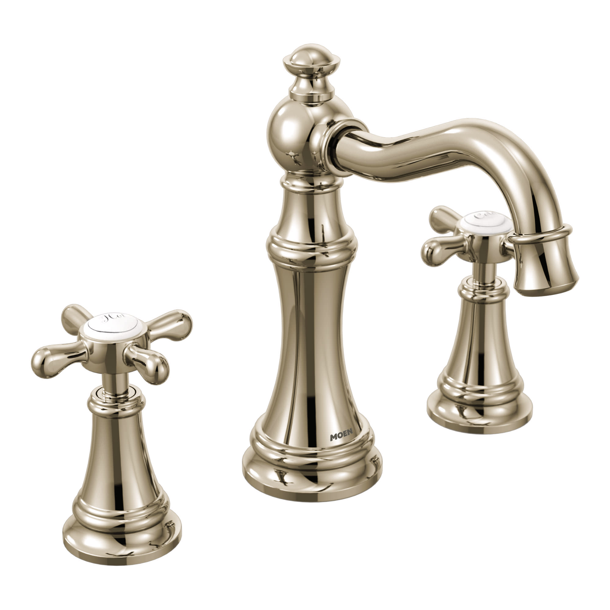Photos - Tap Moen TVS42114 Weymouth 1.2 GPM Widespread Bathroom Faucet with Pop-Up Drain Assembly Polished Nickel Faucet Bathroom Sink Fa 