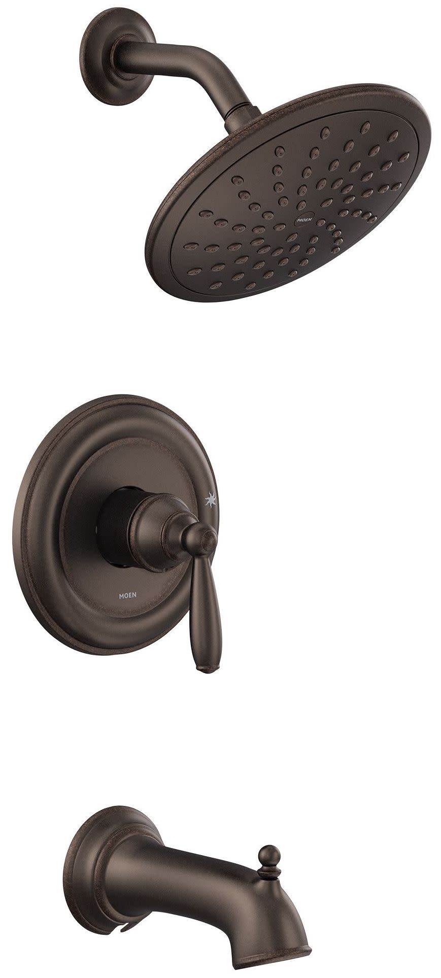 Moen UT2253EP Brantford Tub and Shower Trim Package with 1.75 GPM Single Function Shower Head Oil Rubbed Bronze Showers Tub and Shower Pressure