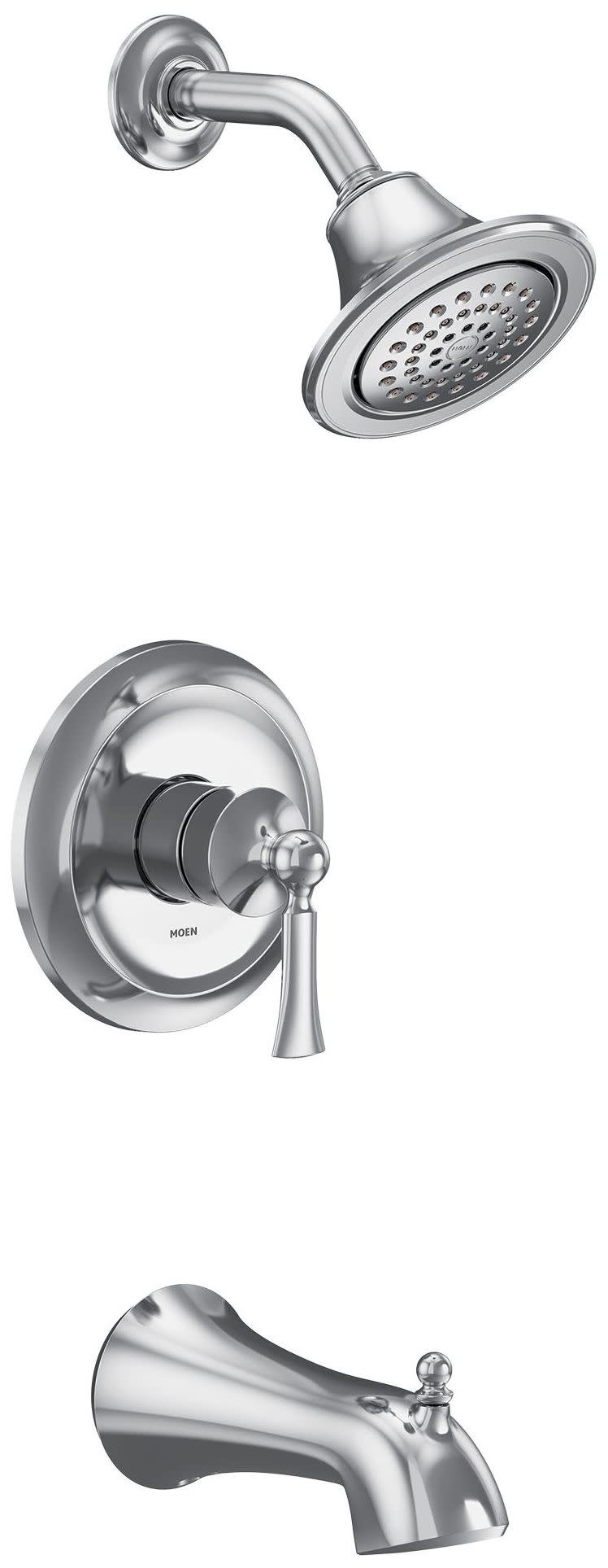 Moen UT24503EP Wynford Tub and Shower Trim Package with 1.75 GPM Single Function Shower Head Chrome Showers Tub and Shower Pressure Balanced