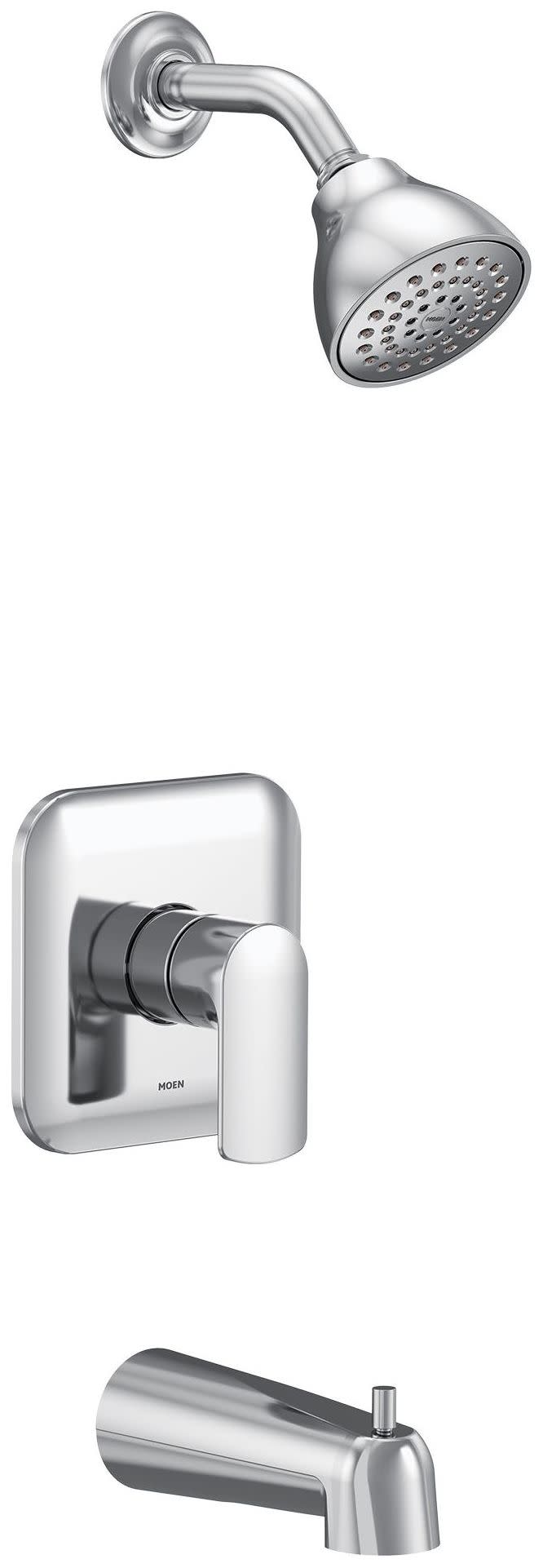 Moen UT2813EP Rizon Tub and Shower Trim Package with 1.75 GPM Single Function Shower Head Chrome Showers Tub and Shower Pressure Balanced