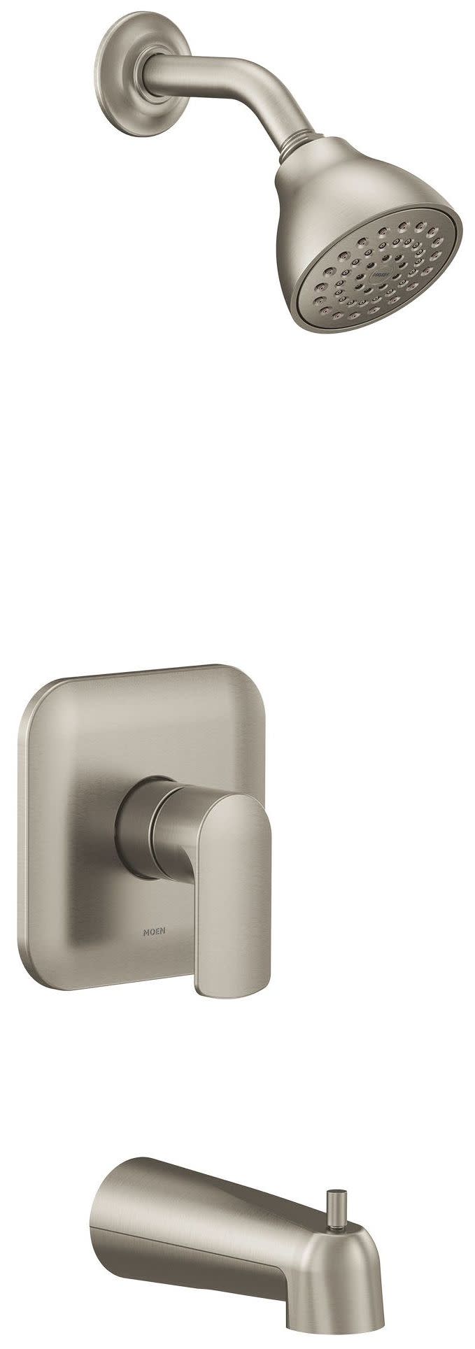 Moen UT2813EP Rizon Tub and Shower Trim Package with 1.75 GPM Single Function Shower Head Brushed Nickel Showers Tub and Shower Pressure Balanced