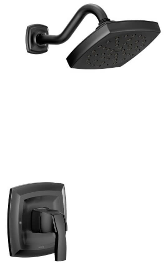 Moen UT3692EP Voss Single Function Pressure Balanced Valve Trim Only with Single Lever Handle Matte Black Showers Shower Only Pressure Balanced