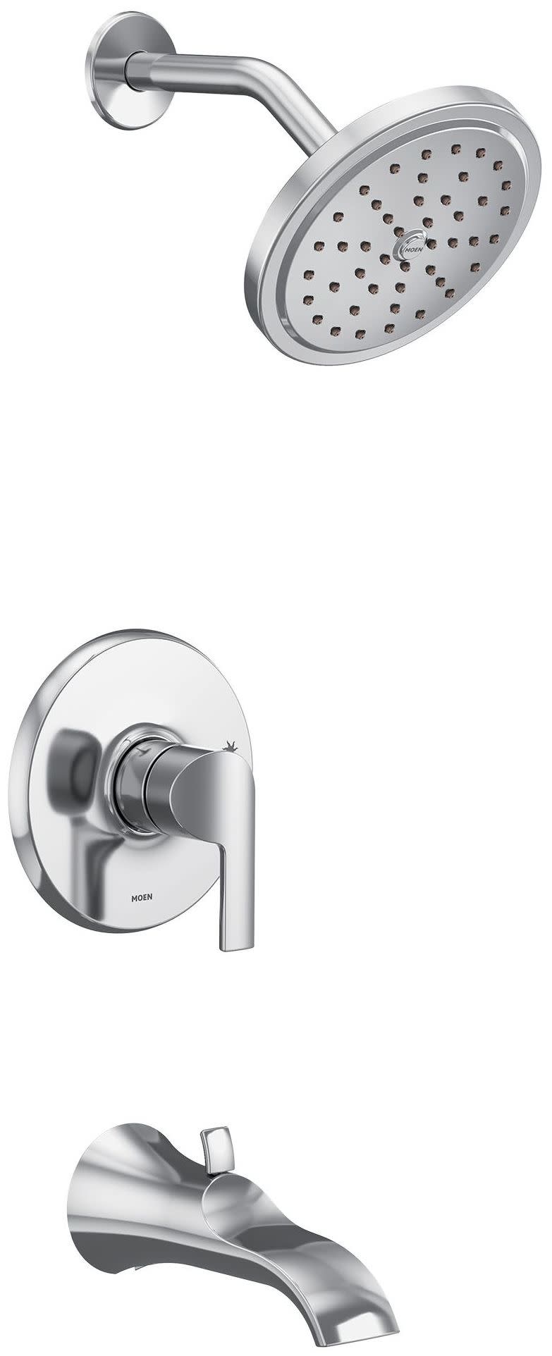 Moen UTS2203EP Doux Tub and Shower Trim Package with 1.75 GPM Single Function Shower Head Chrome Showers Tub and Shower Pressure Balanced