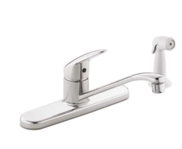 Moen CA40513 Cornerstone 1.5 GPM 6-3/8" Single Handle Deck Mounted Kitchen Faucet with Side Spray Chrome Faucet Kitchen Single Handle