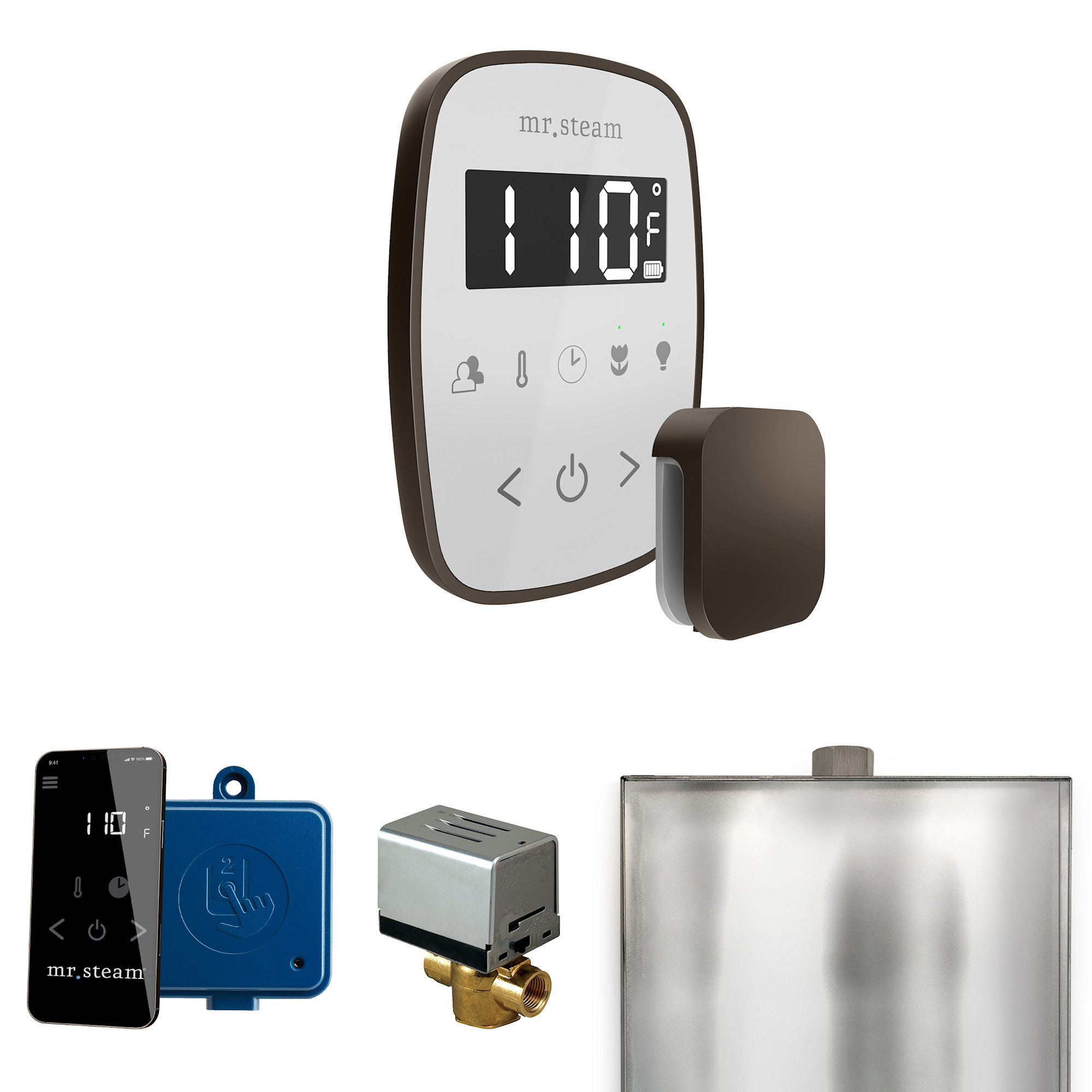 Mr Steam BF Butler Flex Package Steam Shower Control Package with Tempoflex Control and Steamhead White / Oil-Rubbed Bronze Steam Showers Steam Shower