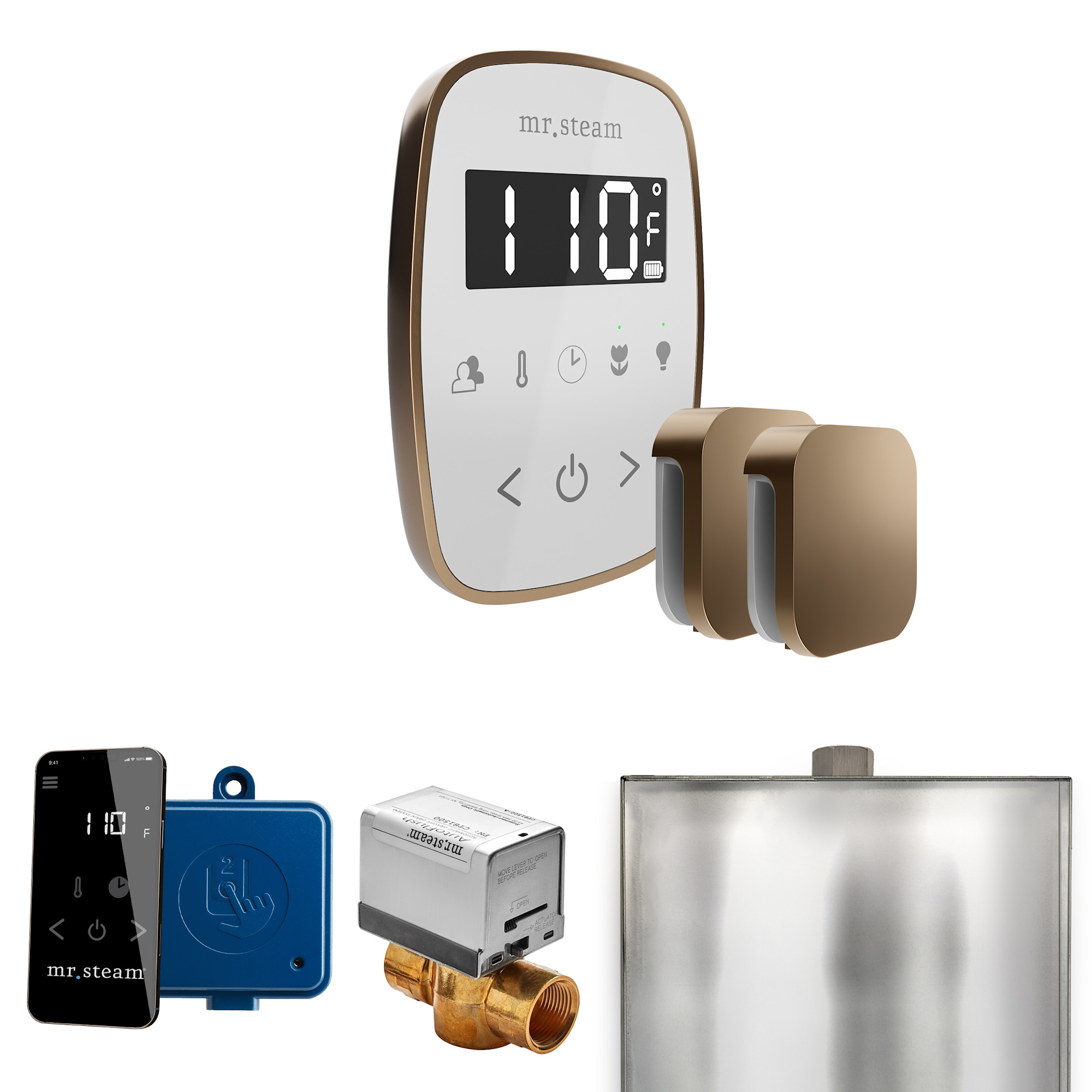 Mr Steam BFX Butler Flex Max Package Steam Shower Control Package with Tempoflex Control and Steamhead White / Nouveau Bronze Steam Showers Steam