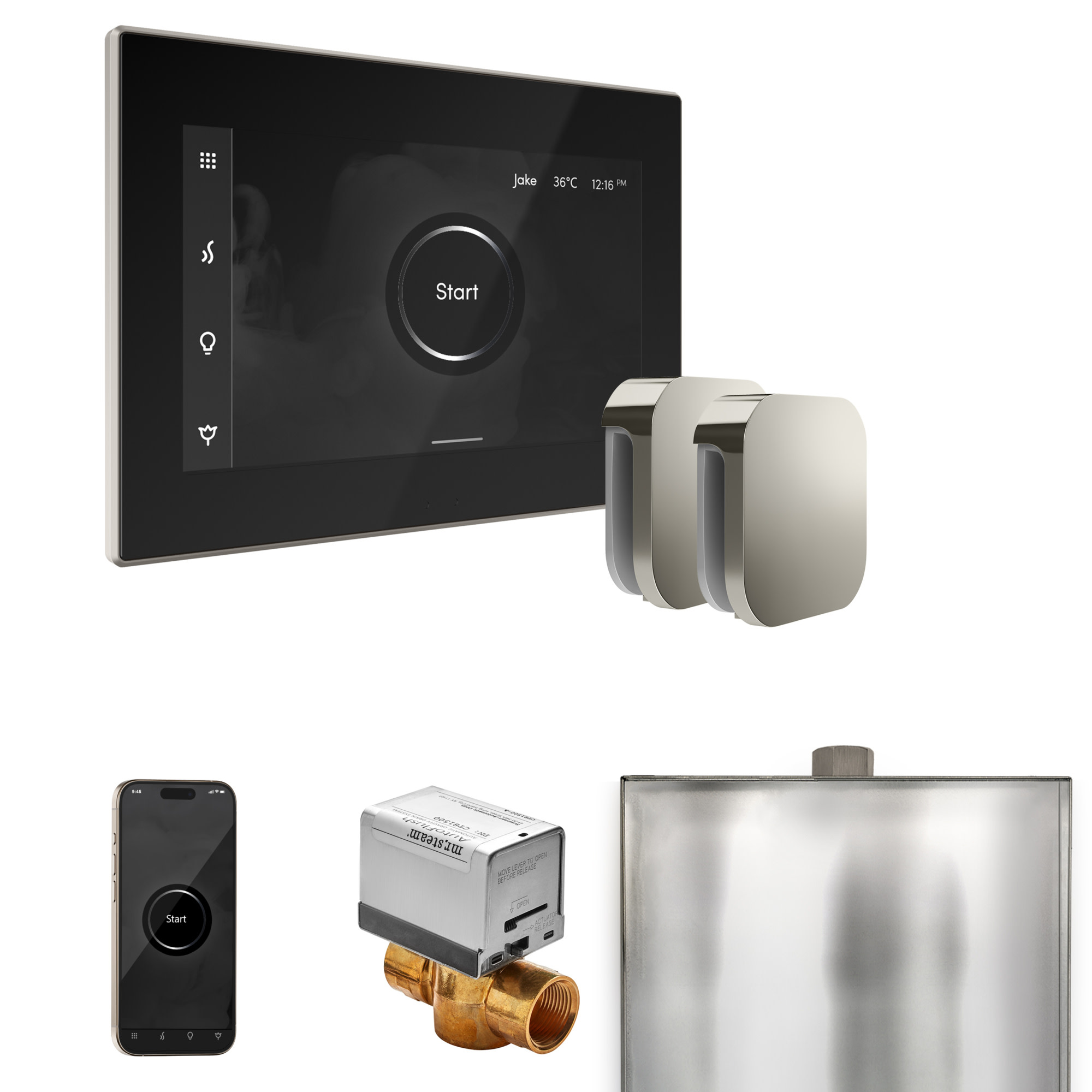 Mr Steam BXX Xbutler Max Package Steam Shower Control Package with Isteamx Control and Steamhead Black / Polished Nickel Steam Showers Steam Shower