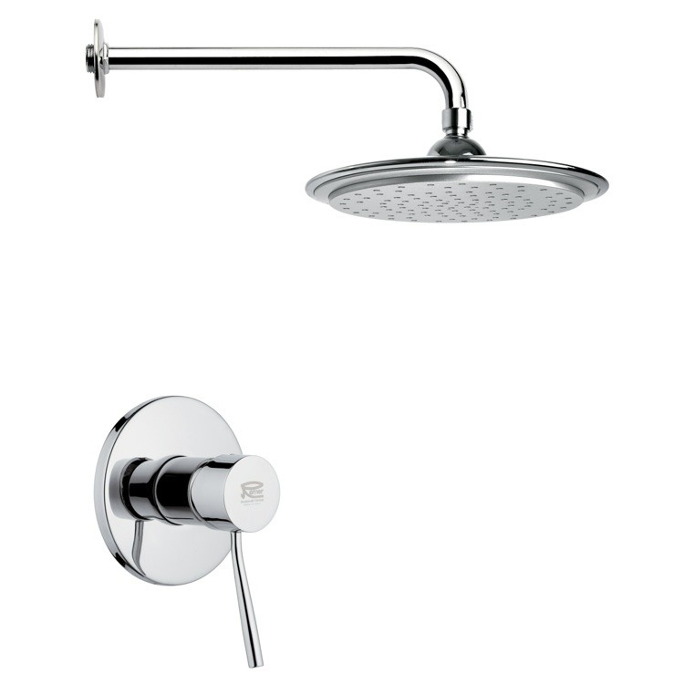 Nameeks SS1008 Remer 2.5 GPM Round Single Function Rain Shower Head - Includes Rough In Valve Chrome Showers Shower Only Pressure Balanced