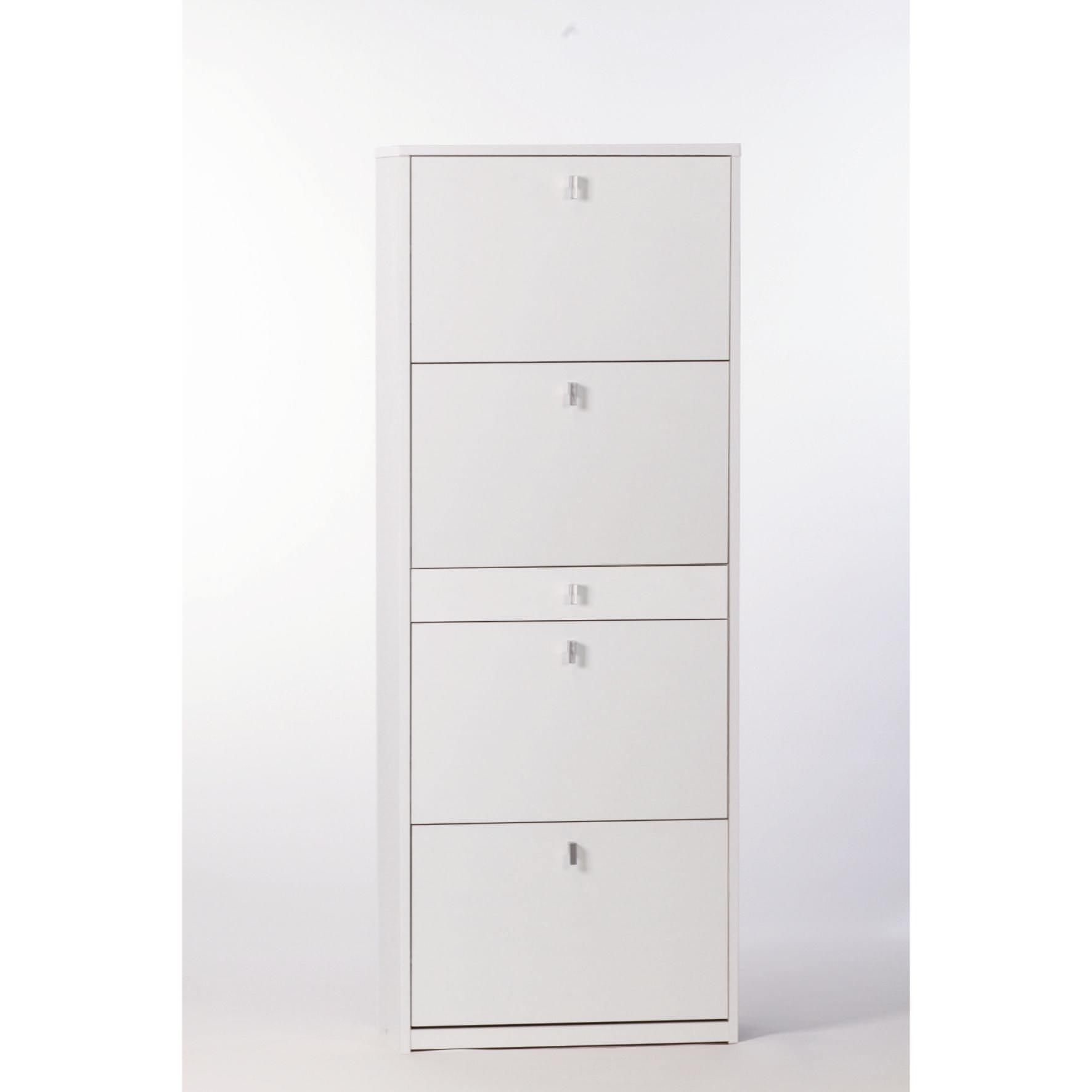 Nameeks A569 Shoe Rack Collection 24-9/10" 20 Pair Shoe Rack with Double-Depth Doors White Ash Storage and Organization Home Organizers Shoe Racks