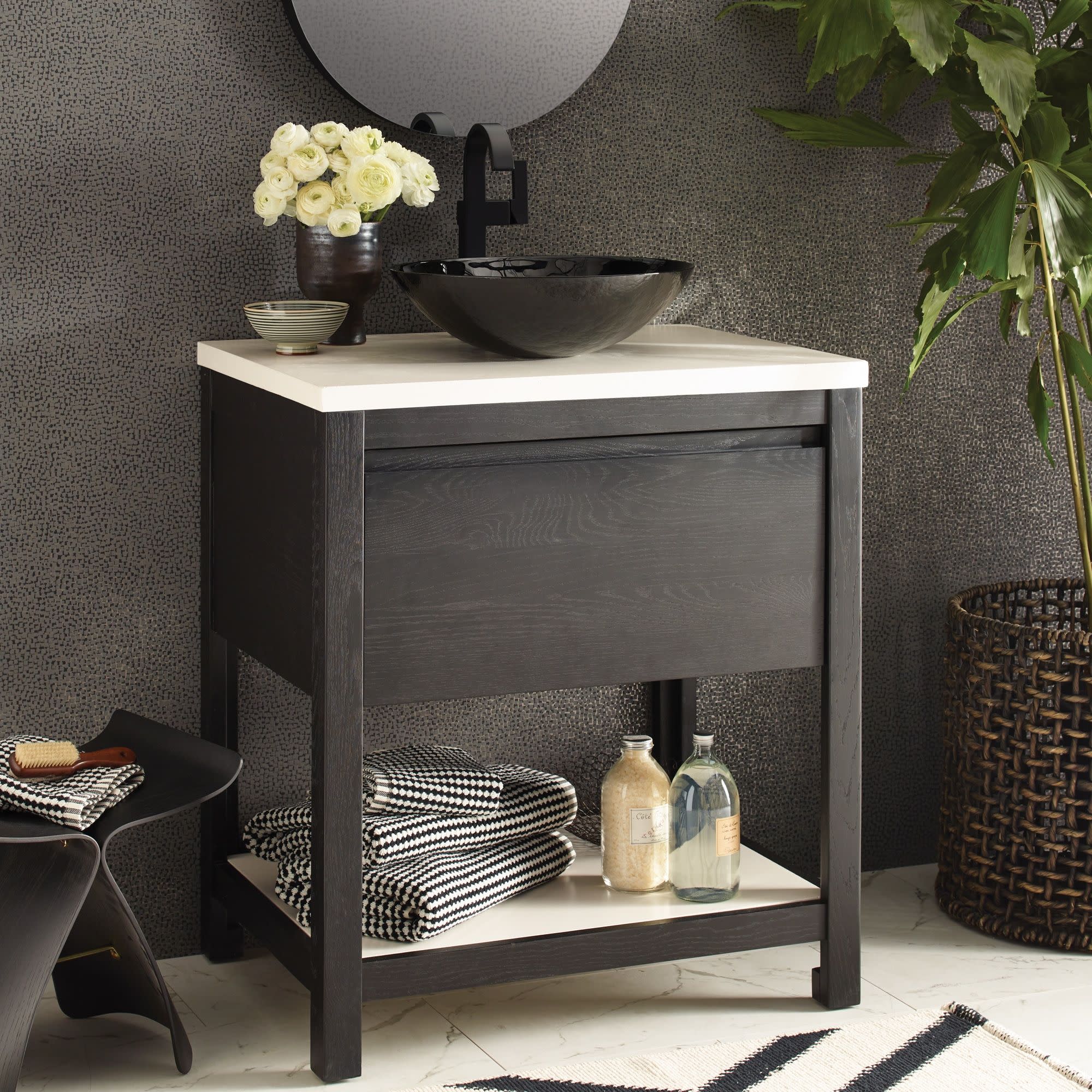 Photos - Washbasin cabinet Native Trails VNO308-P Solace 30" Single Free Standing Vanity Cabinet with NativeStone Pearl Shelf Only - Less Vanity Top Mi 