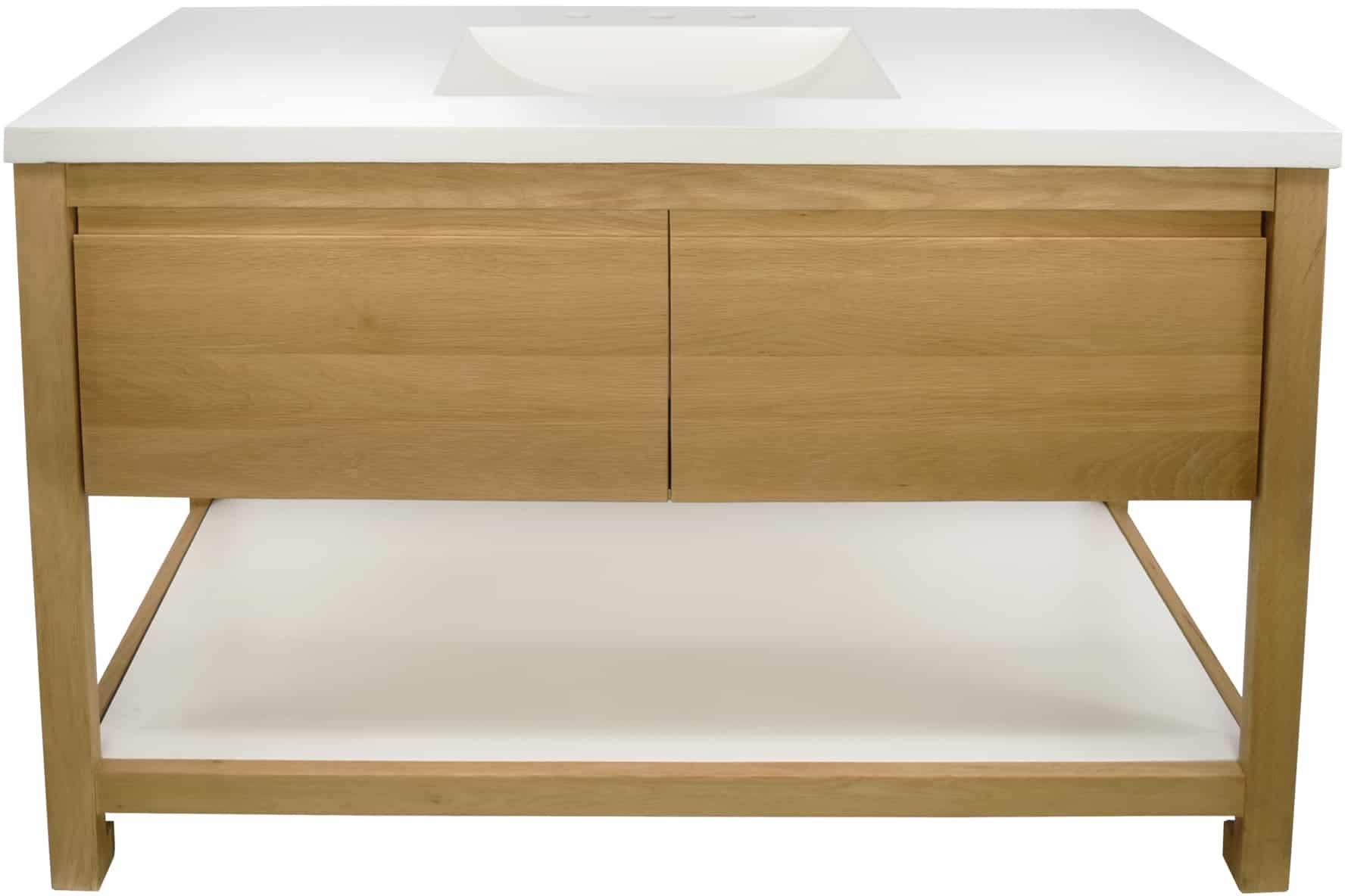 Native Trails VNO481-P-NSVNT48-P-BUNDLE Solace 48" Free Standing Single Basin Vanity Set with Solid Oak Cabinet Pearl Shelf and NativeStone Vanity