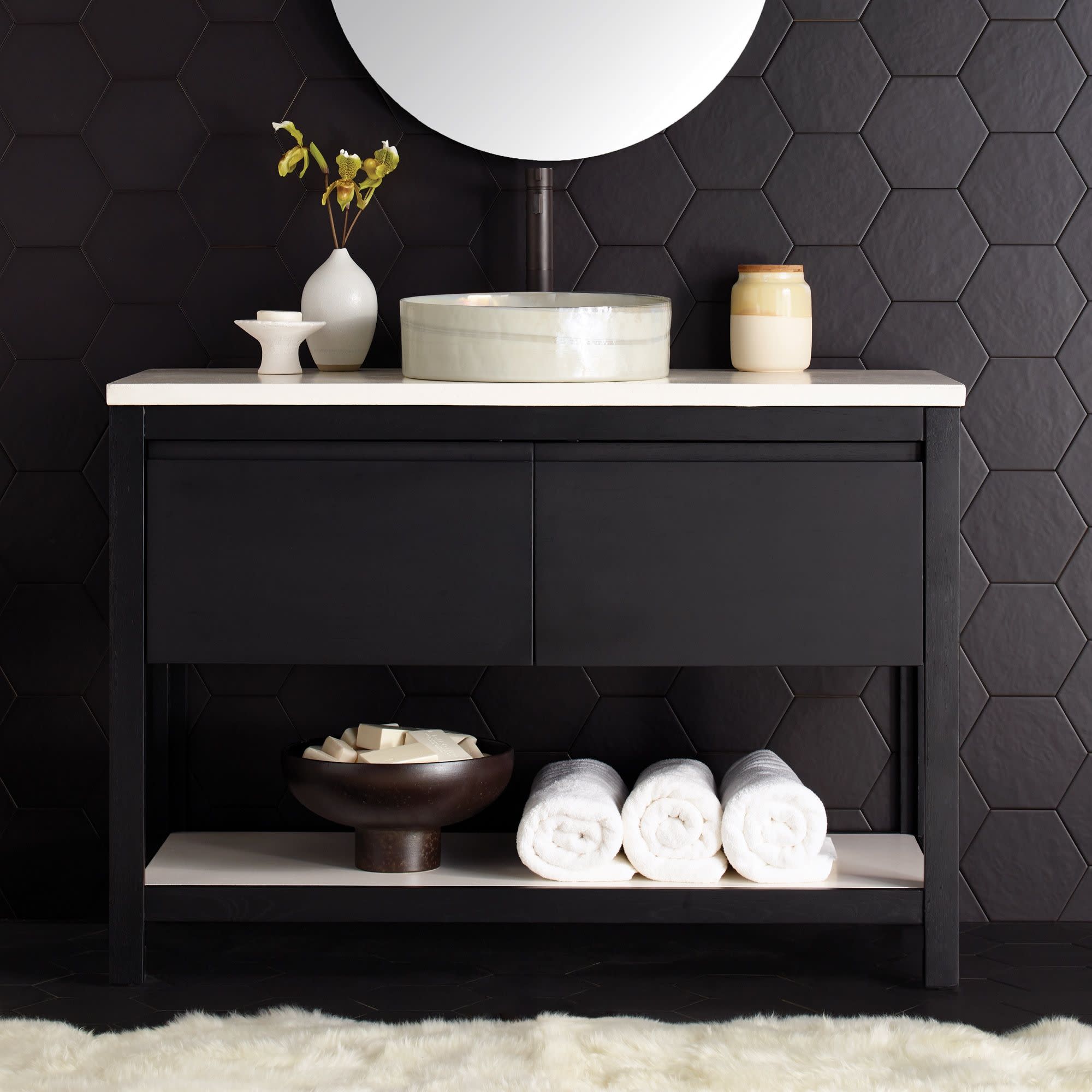 Photos - Washbasin cabinet Native Trails VNO488-P Solace 48" Single Free Standing Vanity Cabinet with NativeStone Pearl Shelf Only - Less Vanity Top Mi 