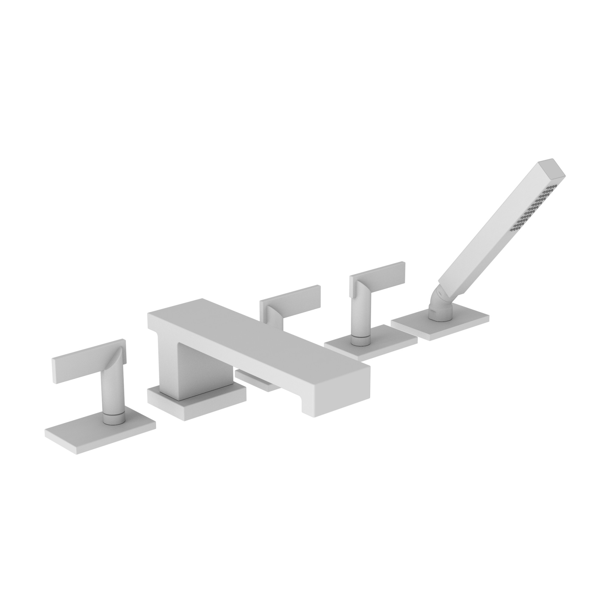 Newport Brass 3-2547 Metro Roman Tub Filler with Hand Shower and Lever Handles Matte White Faucet Roman Tub Triple Handle