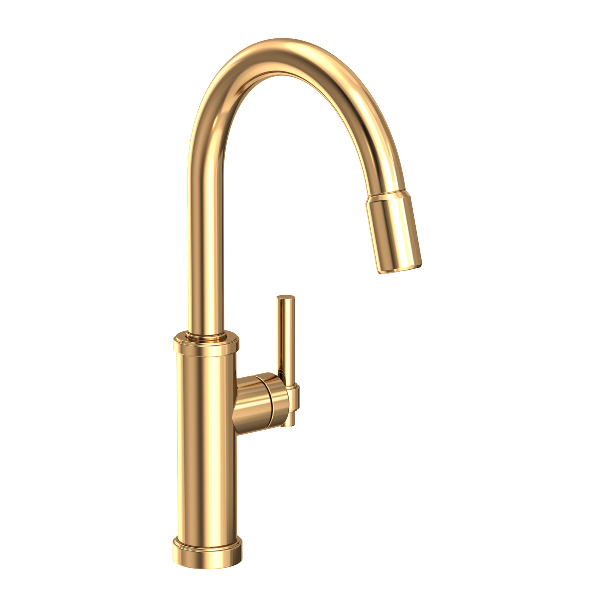 Newport Brass 3180-5113 Seager 1.8 GPM Single Hole Pull Down Kitchen Faucet Uncoated Polished Brass - Living Faucet Kitchen Single Handle