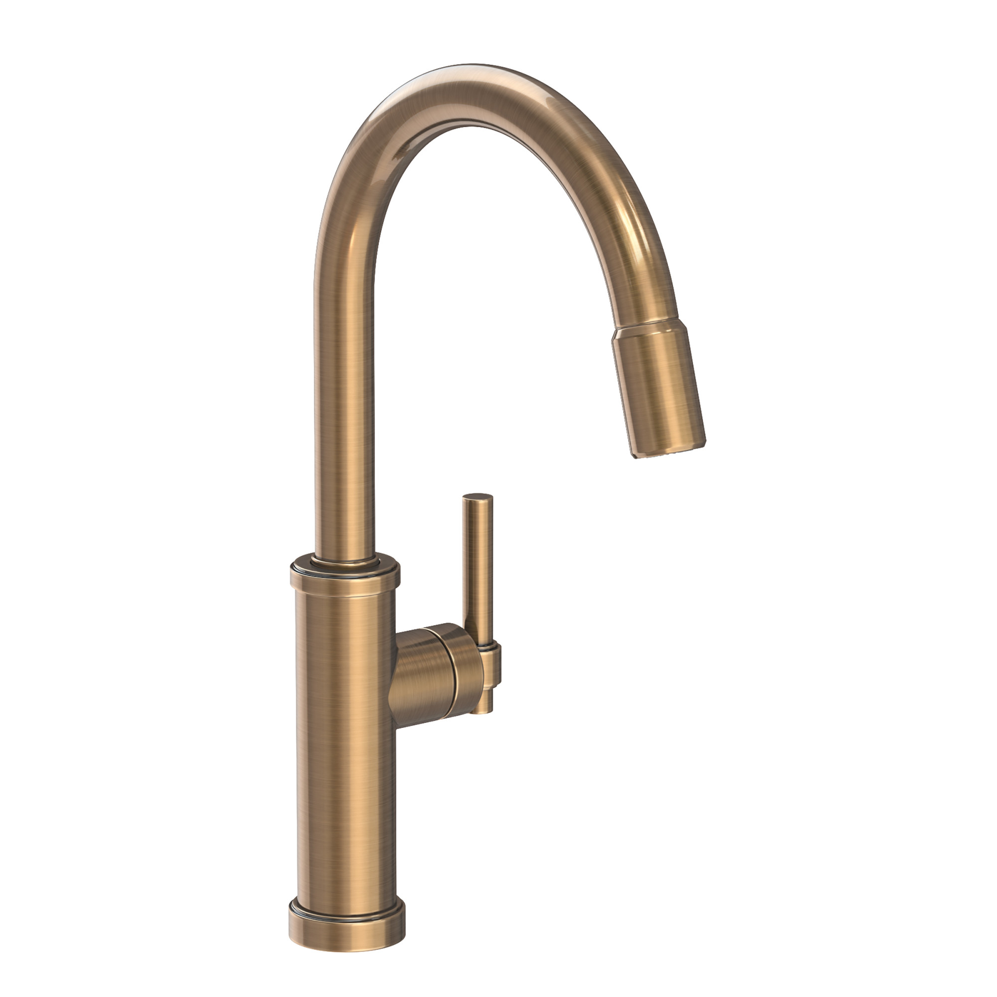 Newport Brass 3180-5113 Seager 1.8 GPM Single Hole Pull Down Kitchen Faucet Antique Brass Faucet Kitchen Single Handle