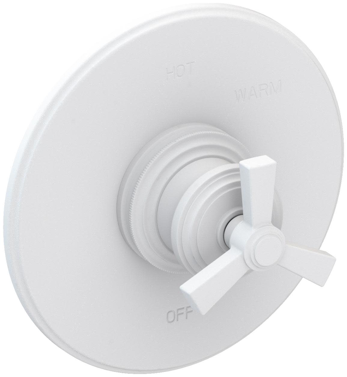 Newport Brass 4-1604BP Miro Collection Single Handle Round Pressure Balanced Shower Trim Plate Only with Metal Spoke Handle Matte White Showers Valve