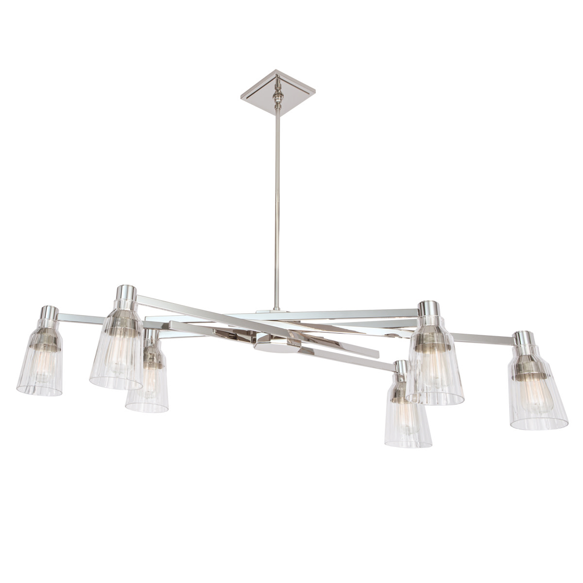 Photos - Chandelier / Lamp Norwell Lighting 8158-CL Carnival 6 Light 50" Wide Chandelier Polished Nickel Indoor Lighting Chandeliers 8158-PN-CL