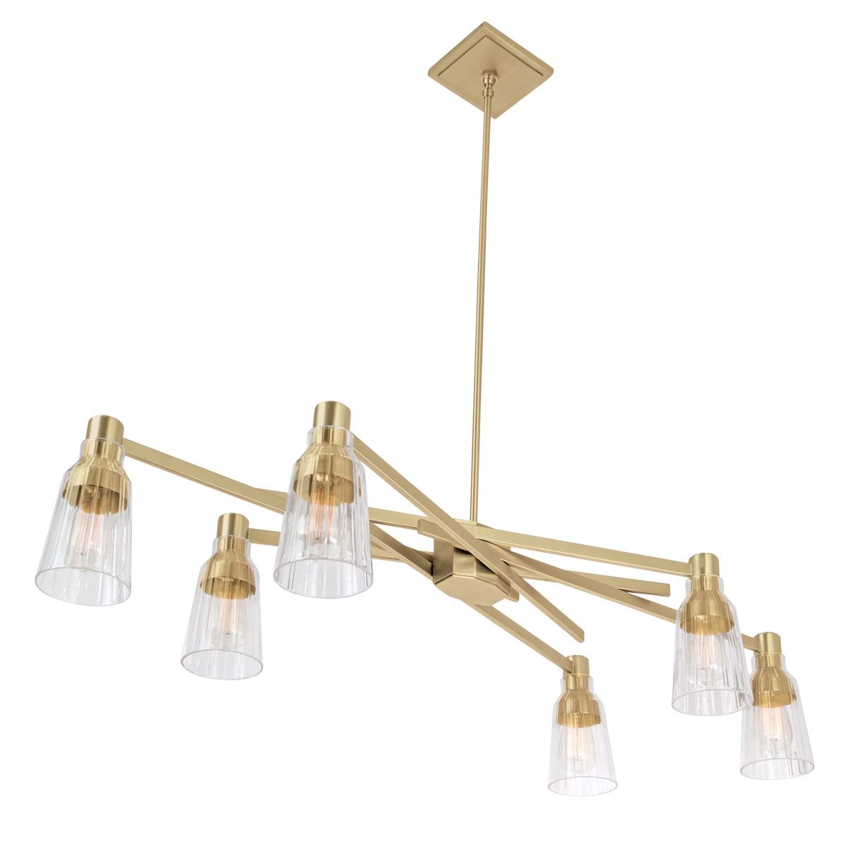 Photos - Chandelier / Lamp Norwell Lighting 8158-CL Carnival 6 Light 50" Wide Chandelier Satin Brass Indoor Lighting Chandeliers 8158-SB-CL