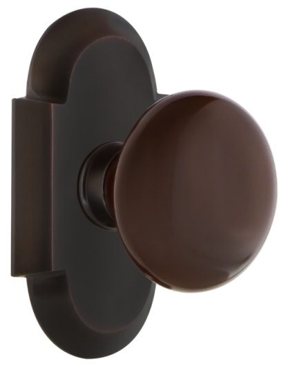 Photos - Door Handle SOLID Nostalgic Warehouse Brown Porcelain  Brass Single Dummy Knob with Cottage Rose - Timeless Bronze - 700501 700501 