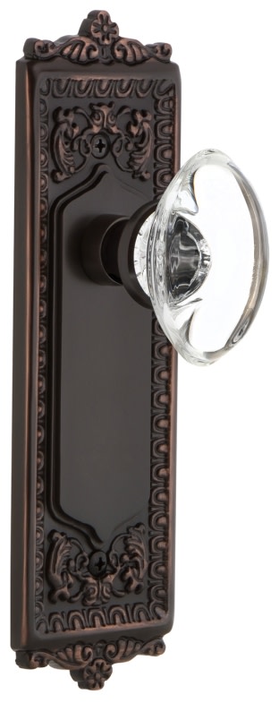 Photos - Door Handle Clear Nostalgic Warehouse Oval Crystal Solid Brass Dummy Knobset with Egg and Dart Rose - Timeless Bronze - 700828 700828