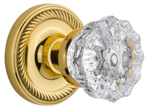 Photos - Door Lock CRYSTAL Nostalgic Warehouse ROPCRYMRT214KH  Solid Brass Vintage Skeleton Key Retrofit Entry Handleset Trim with Rope Rose Key 