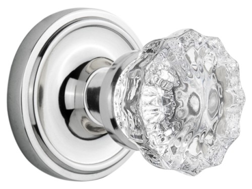 Photos - Door Lock Vintage Nostalgic Warehouse CLACRYMRT214KH  Crystal Knob with Solid Brass  Skeleton Key Retrofit Entry Handleset Trim 