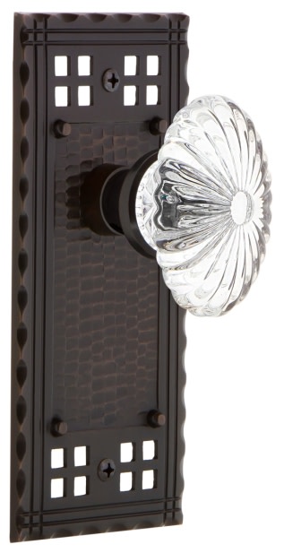 Photos - Door Handle SOLID Nostalgic Warehouse  Brass Privacy Knobset with Craftsman Rose and 2-3/8" Backset - Timeless Bronze - 702218 702218 